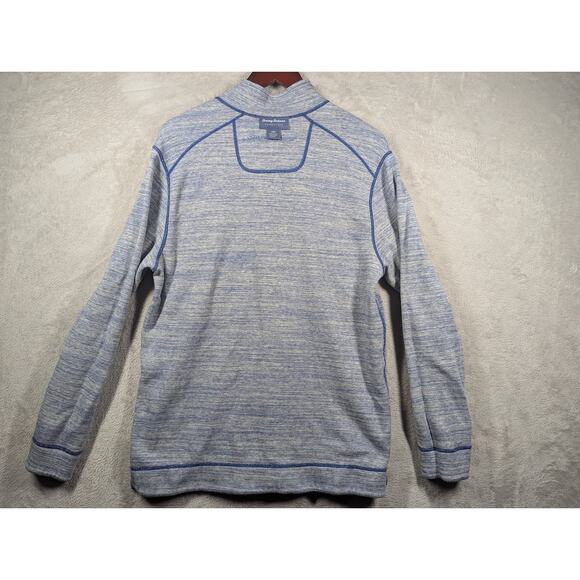 Tommy Bahama Sweater Men MEDIUM Blue Pullover Quarter Zip Reversible Sweatshirt - Picture 11 of 11